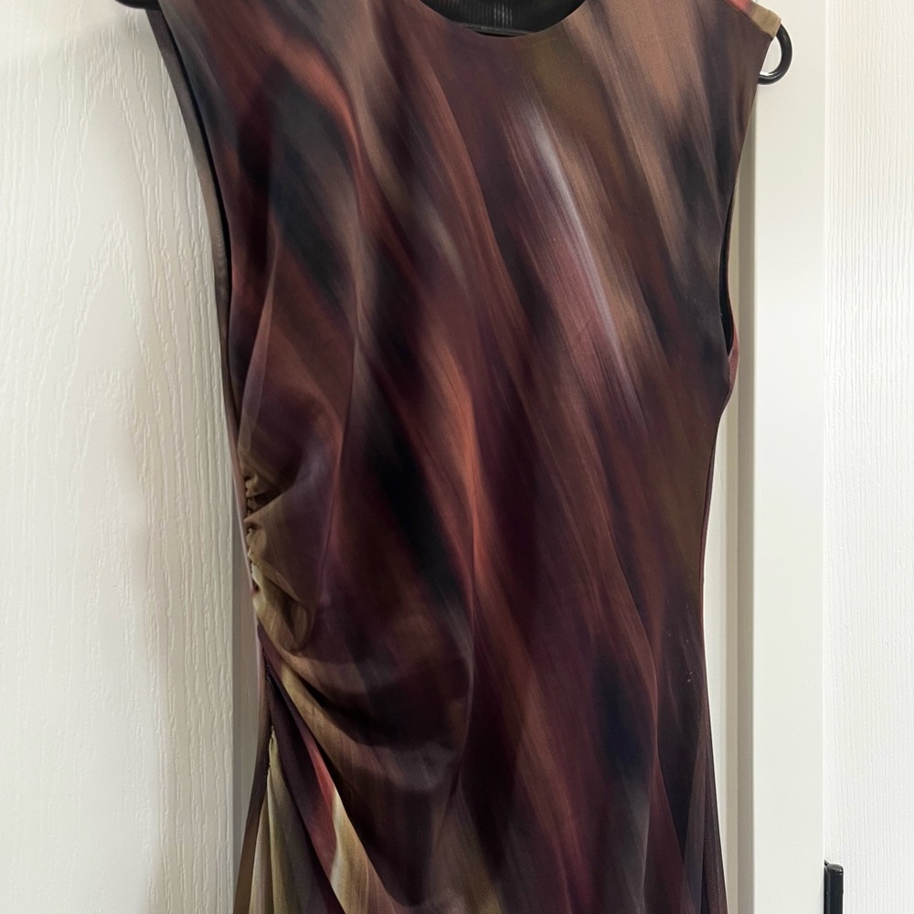 Zara Maroon & Olive Midi Dress - Picture 5 of 8